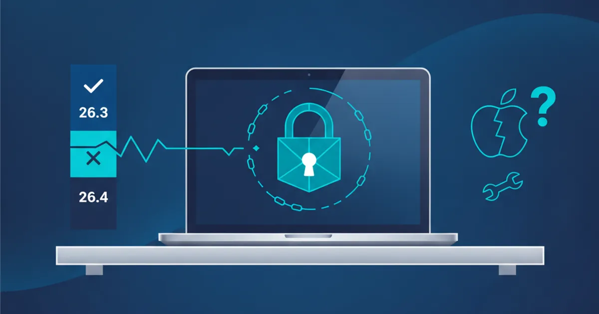 Illustration for the article “The Mac login keychain lock-in is pinned to macOS Tahoe 26.4 (September 13, 2026)”